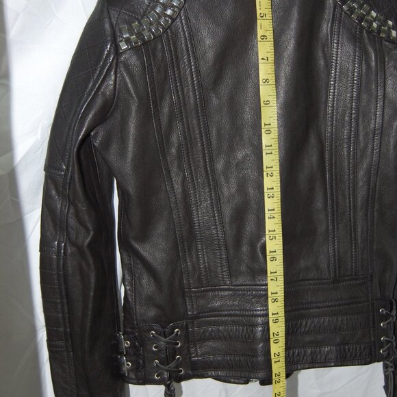 EU 38 ❤️$2495 DIESEL BLACK GOLD Women's LEATHER JACKET Biker Riding jacket ITALY - Picture 11 of 16